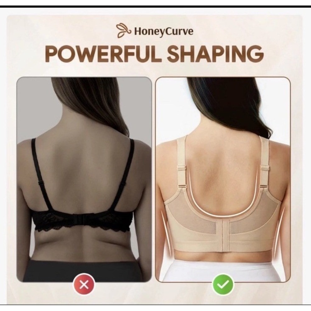 NWT HoneyCurve Custom-Lift Support Bra Padded Beige Floral Lace Wireless XL - Picture 4 of 8